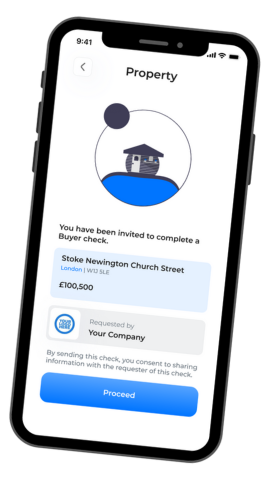 A screen from the Checkboard app showing the buyer check invitation screen.