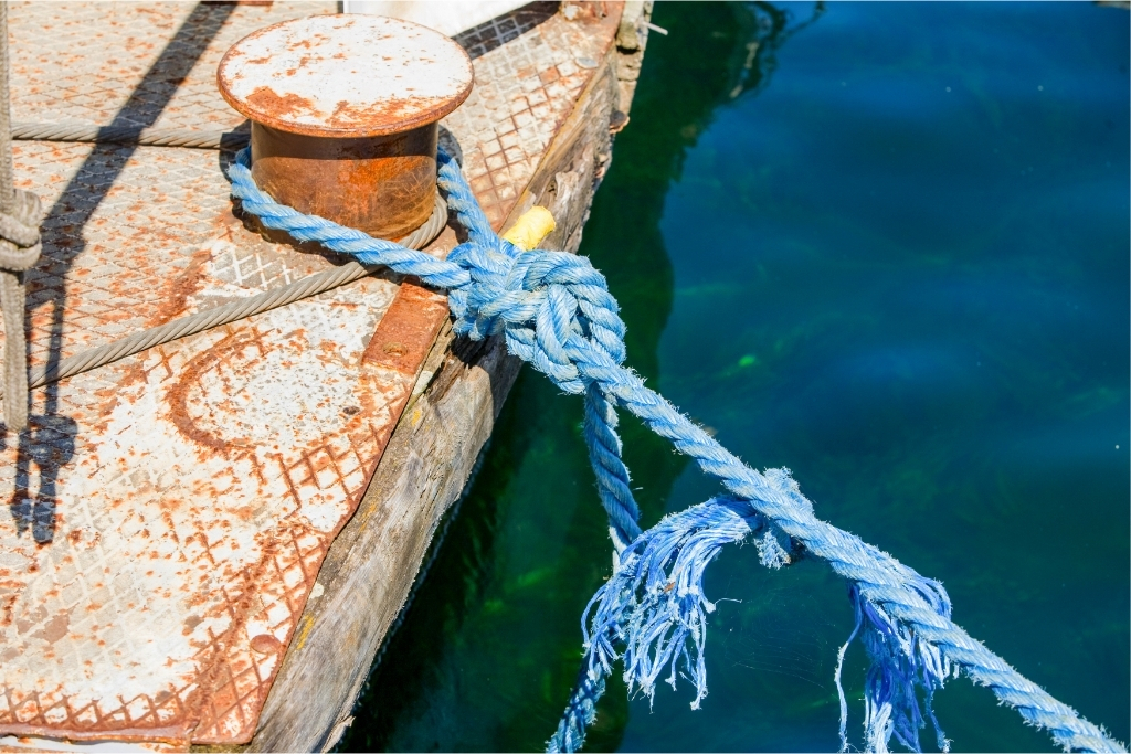 A boat mooring rope. Compliance weak links need to be strengthened.
